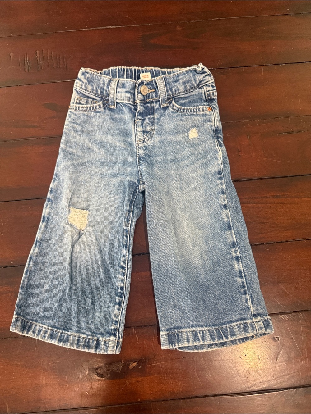 Cat & Jack Light Blue Distressed Wide-Leg Kids Jeans -